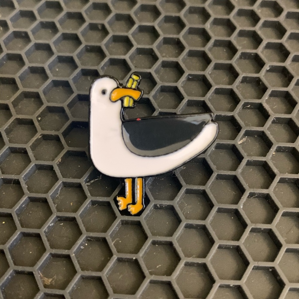 Seagull with a French fry Enamel Pin